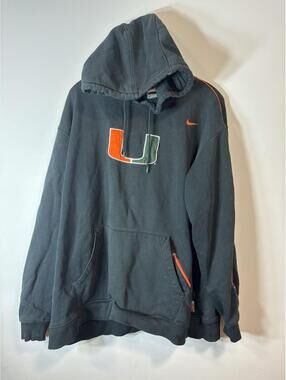 Miami Hurricanes Football Sweatshirt Mens XL Black Nike Team Hoodie